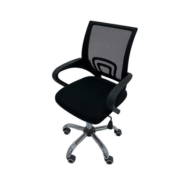 F-OC103-BL Isaac swivel office chair with black mesh fabric and metal frame