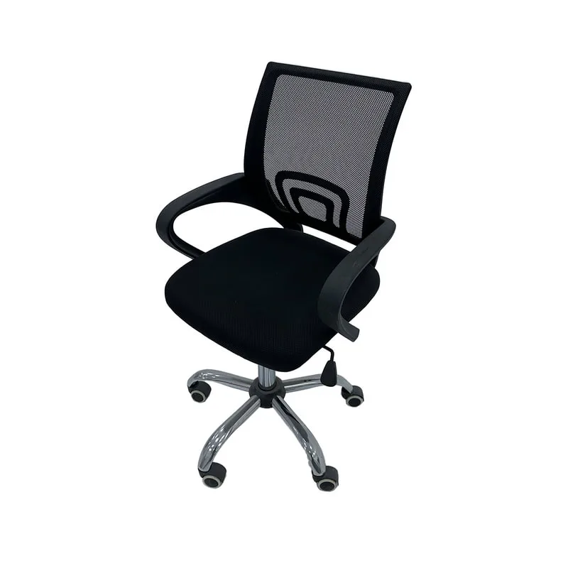 F-OC103-BL Isaac swivel office chair with black mesh fabric and metal frame