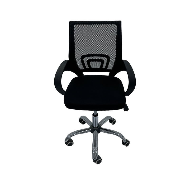 F-OC103-BL Isaac swivel office chair with black mesh fabric and metal frame