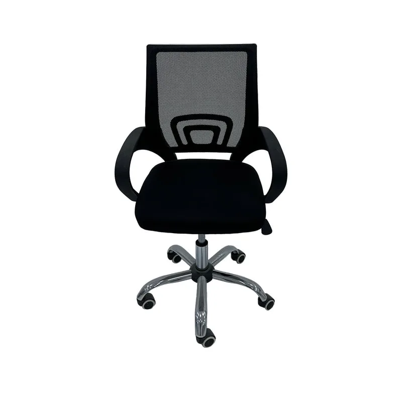 F-OC103-BL Isaac swivel office chair with black mesh fabric and metal frame