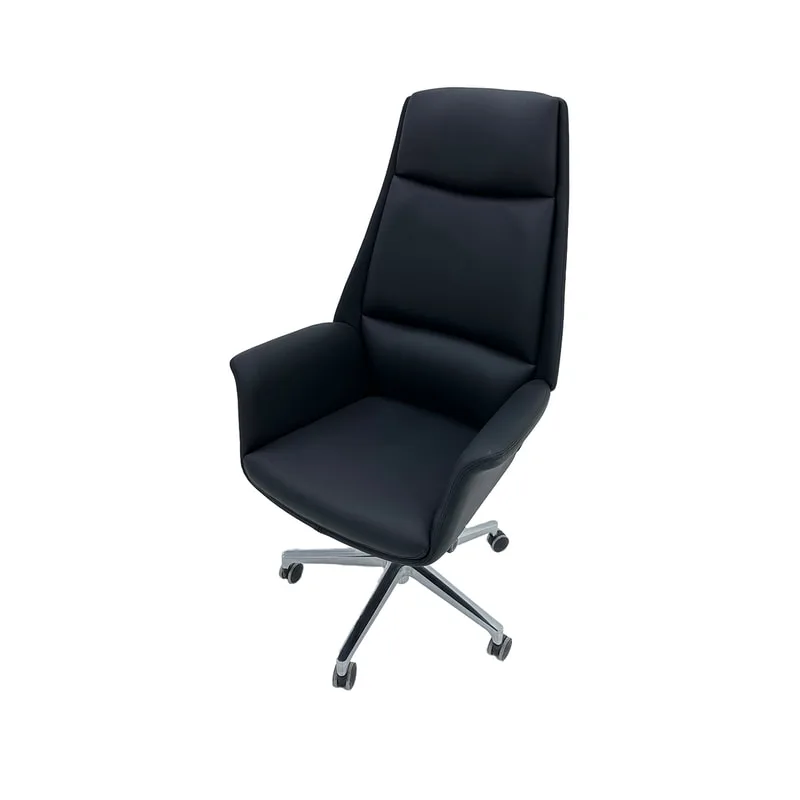F-OC105-BL Arnie high back swivel office chair in black leatherette with metal frame