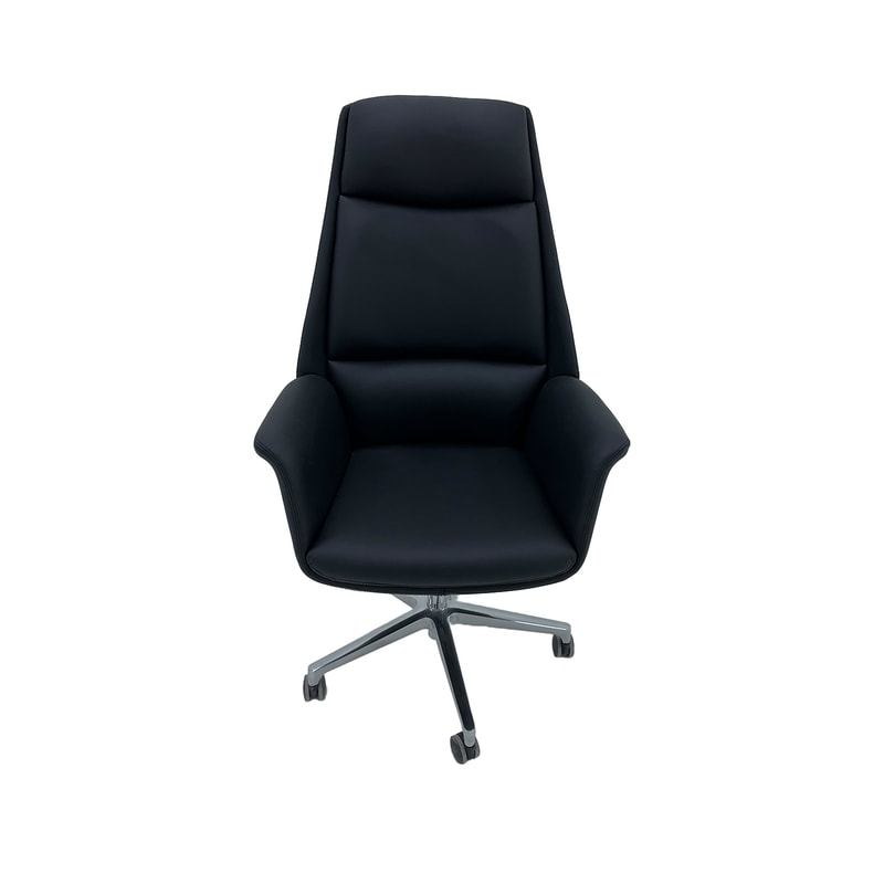 F-OC105-BL Arnie high back swivel office chair in black leatherette with metal frame