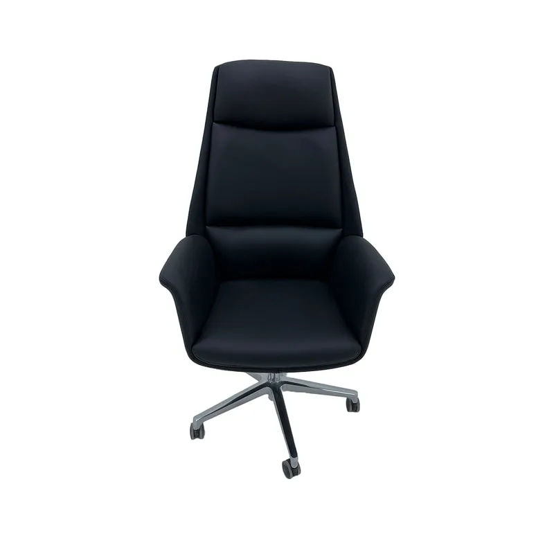 F-OC105-BL Arnie high back swivel office chair in black leatherette with metal frame