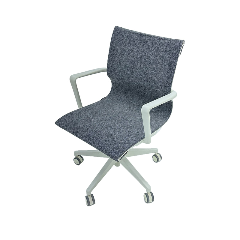F-OC107-GY Samuel office chair in grey fabric with backrest on wheels 