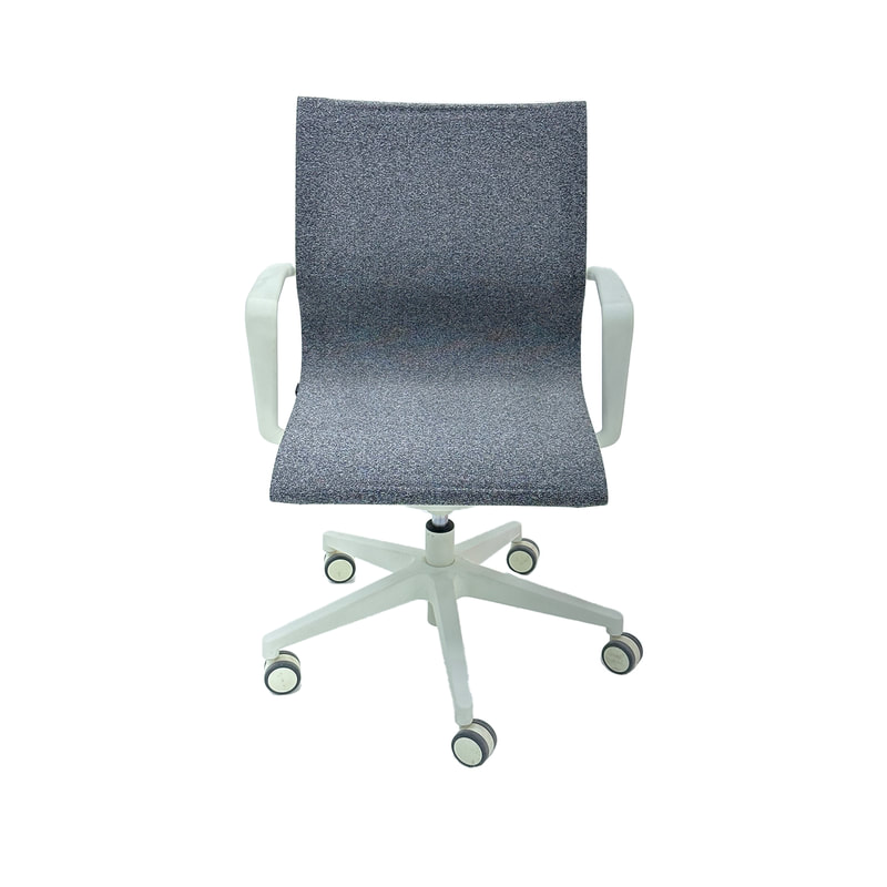 F-OC107-GY Samuel office chair in grey fabric with backrest on wheels 