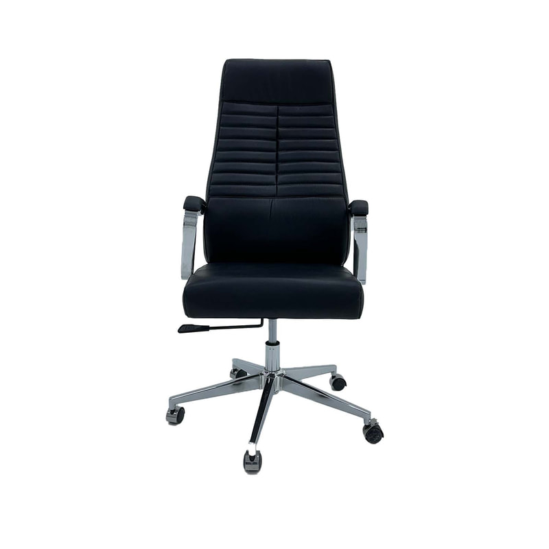 F-OC108-BL Bruno office chair in black leatherette on wheels 