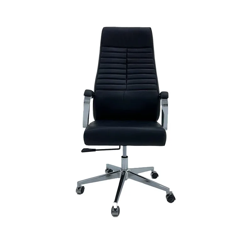 F-OC108-BL Bruno office chair in black leatherette on wheels 