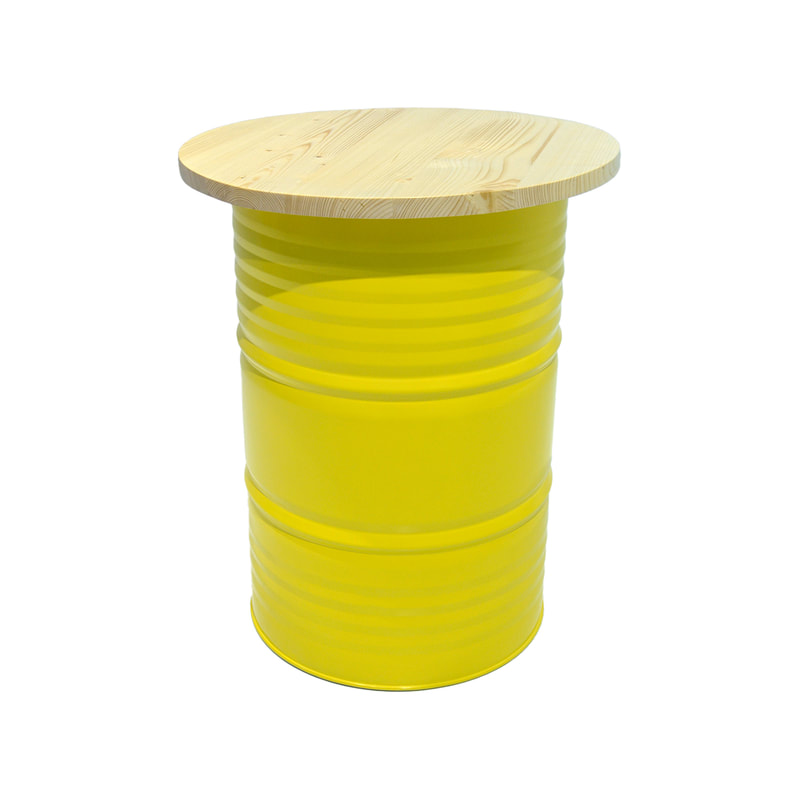 F-OL505-BY Arki high table in bright yellow with a light wooden top