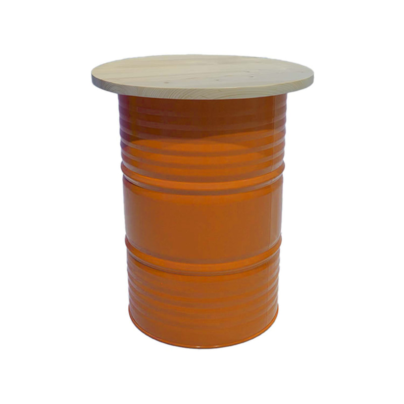 F-OL505-OR Arki high table in orange with a light wooden top