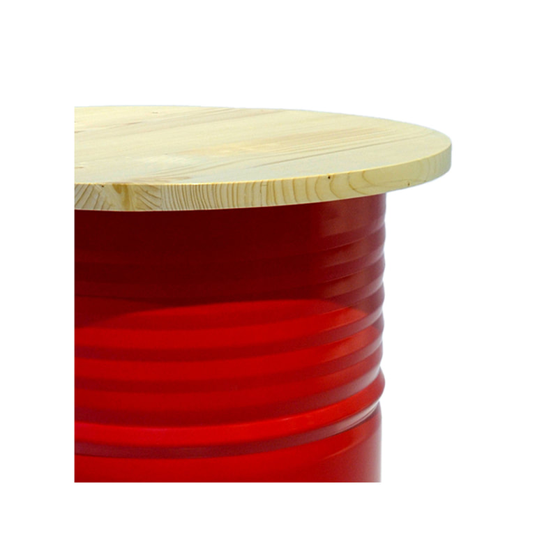 F-OL505-RE Arki high table in red with a light wooden top
