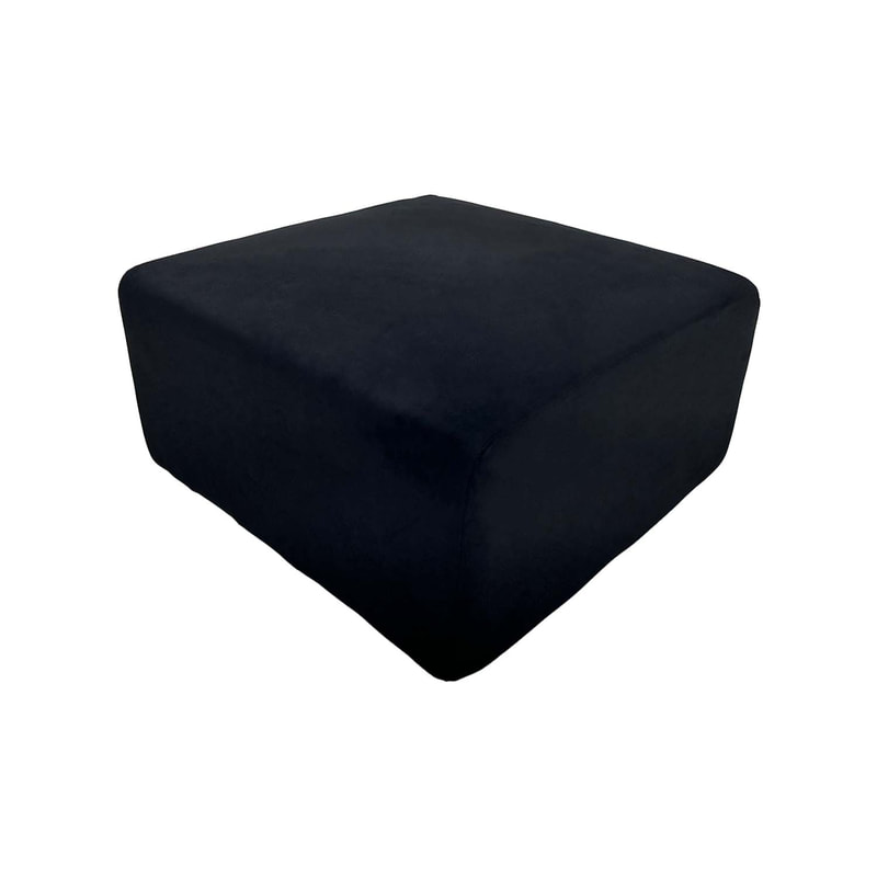 F-OT102-BL Endless Lounge Ottoman Type B in black suede