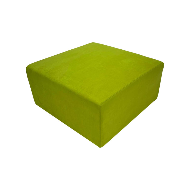 F-OT102-GL Endless Lounge Ottoman Type B in lime green suede