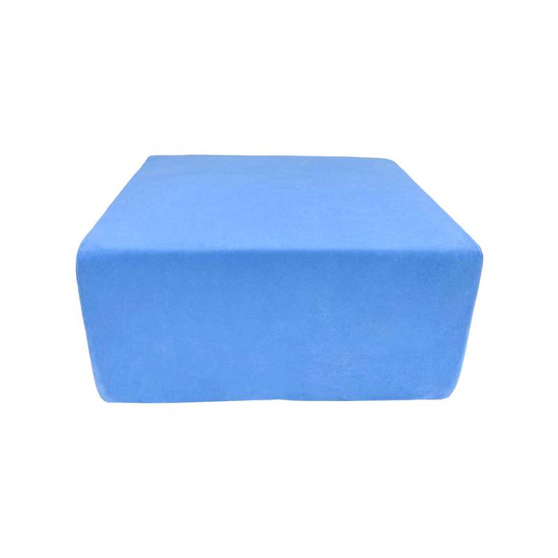 F-OT102-LB Endless Lounge Ottoman Type B in light blue suede