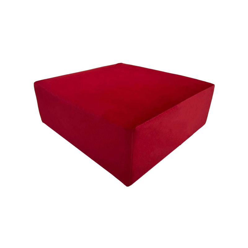 F-OT104-DR Endless Lounge Ottoman Type D in dark red velvet
