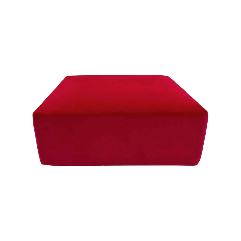 F-OT104-DR Endless Lounge Ottoman Type D in dark red velvet