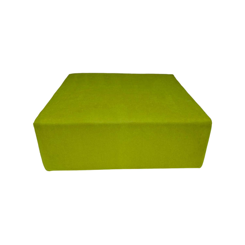 F-OT104-GL Endless Lounge Ottoman Type D in lime green suede