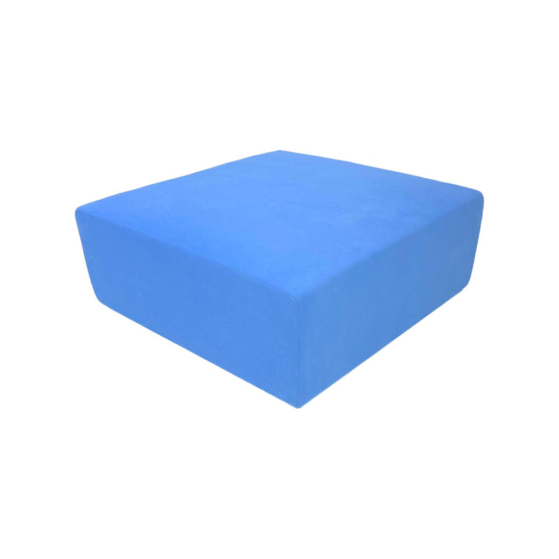 F-OT104-LB Endless Lounge Ottoman Type D in light blue suede
