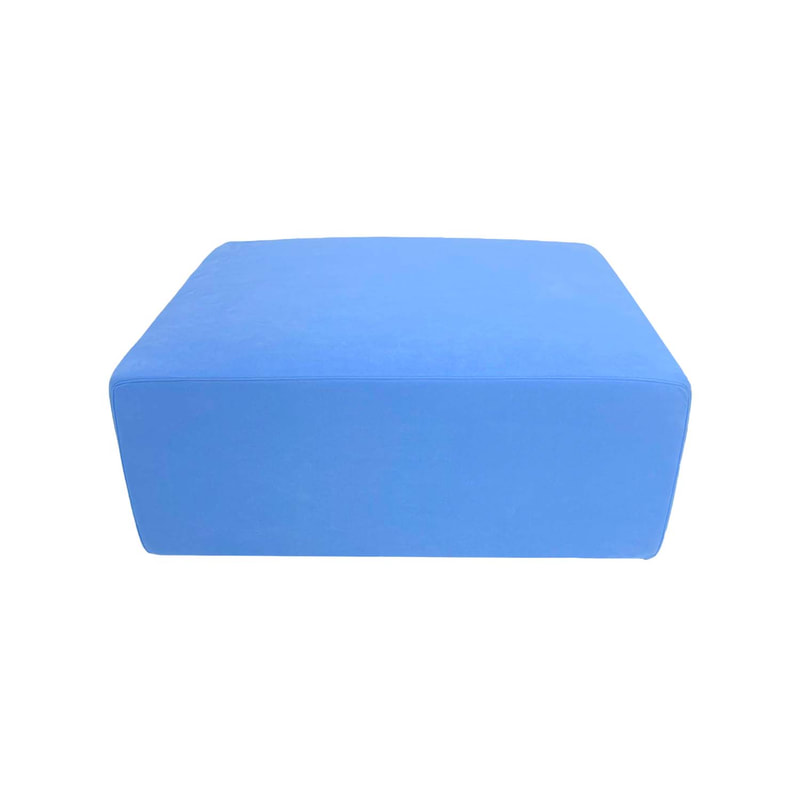 F-OT104-LB Endless Lounge Ottoman Type D in light blue suede