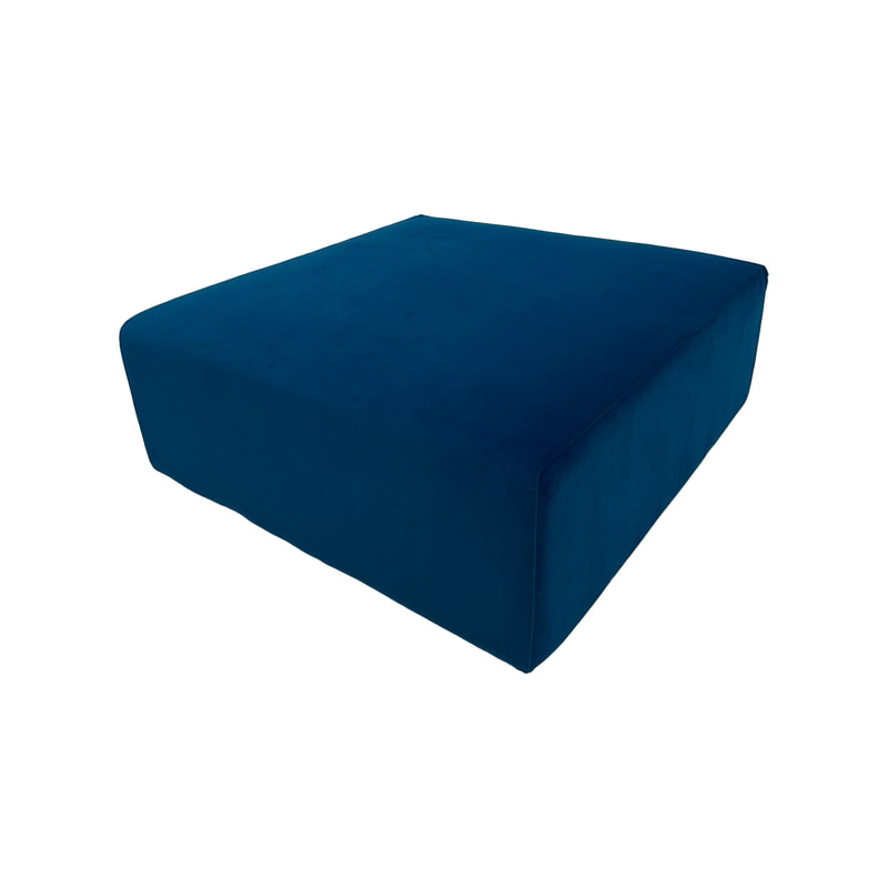 F-OT104-MB Endless Lounge Ottoman Type D in midnight blue velvet