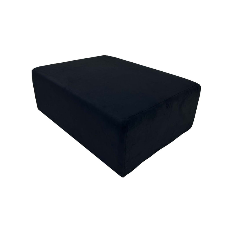 F-OT105-BL Endless Lounge Ottoman Type E in black suede
