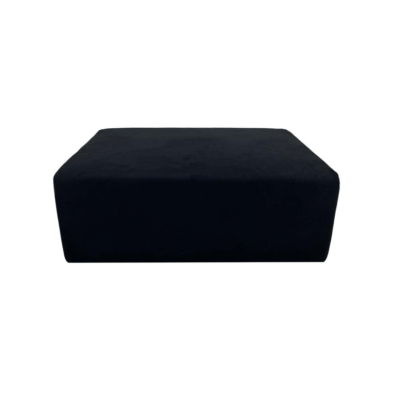 F-OT105-BL Endless Lounge Ottoman Type E in black suede