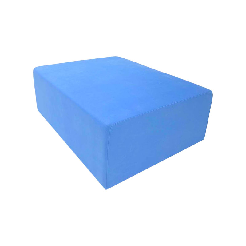 F-OT105-LB Endless Lounge Ottoman Type E in light blue suede