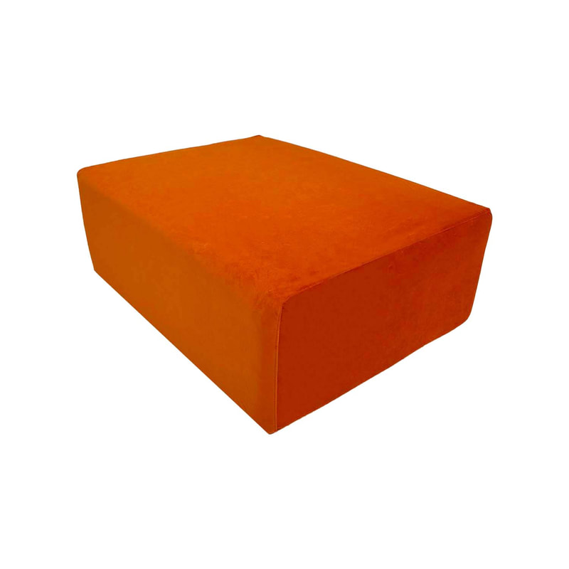 F-OT105-PO Endless Lounge Ottoman Type E in pumpkin orange velvet
