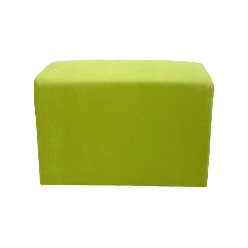 F-OT106-GL Endless Lounge Ottoman Type F in lime green suede
