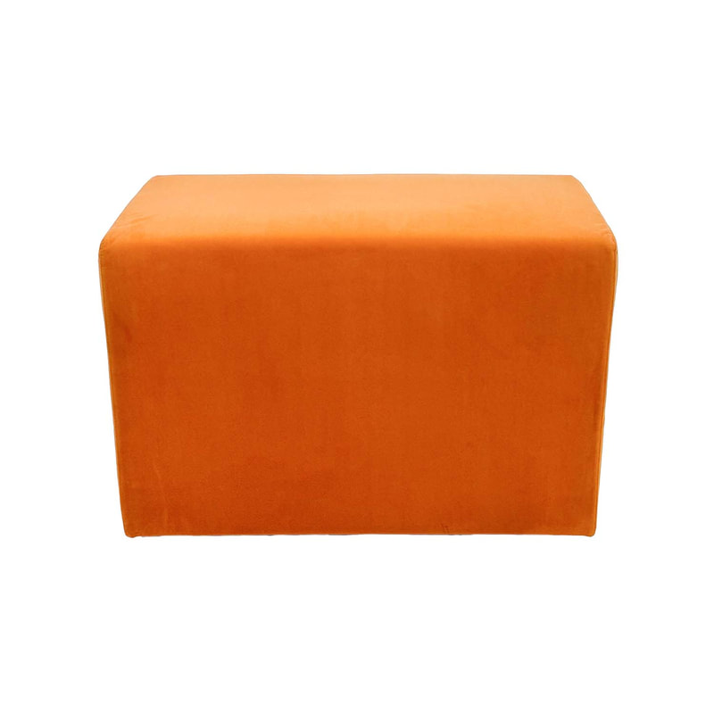 F-OT106-PO Endless Lounge Ottoman Type F in pumpkin orange velvet