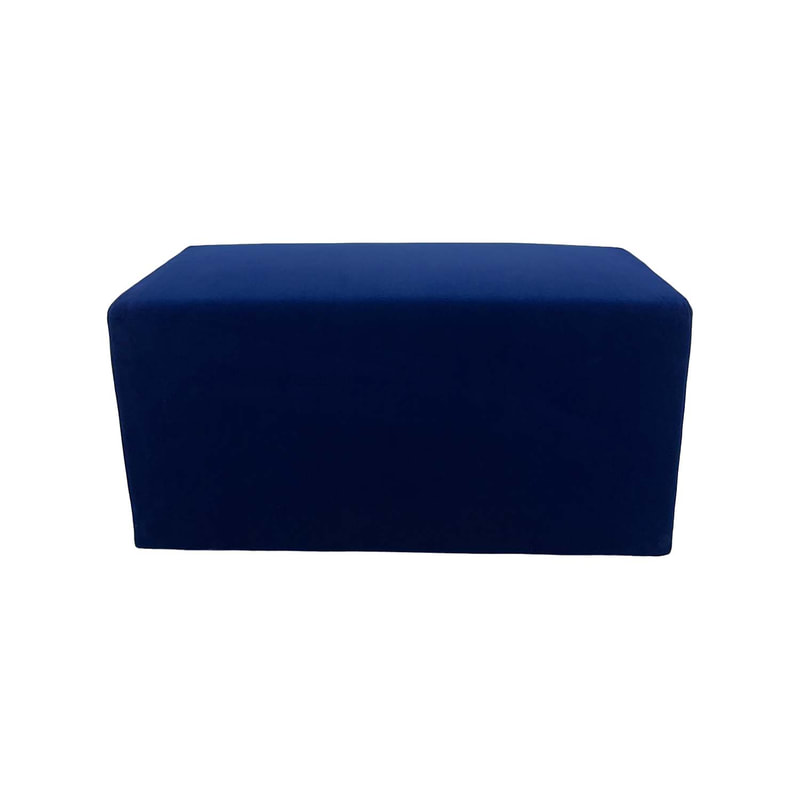F-OT107-MB Endless Lounge Ottoman Type G in midnight blue velvet