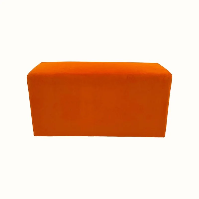F-OT107-PO Endless Lounge Ottoman Type G in pumpkin orange velvet