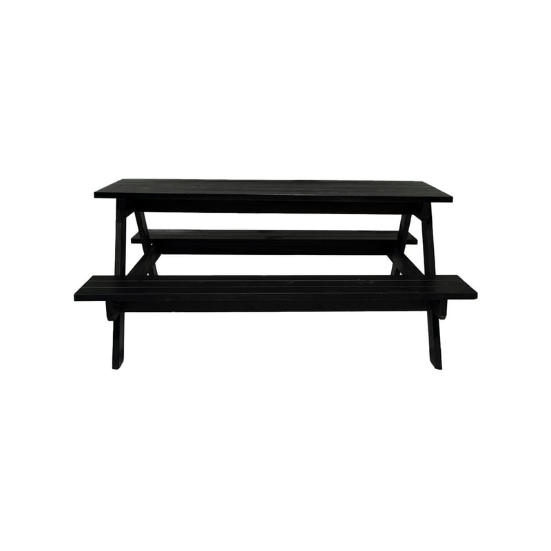F-PB101-BL Type 1 Picnic bench in black paint finish. Seats 6-8 people.