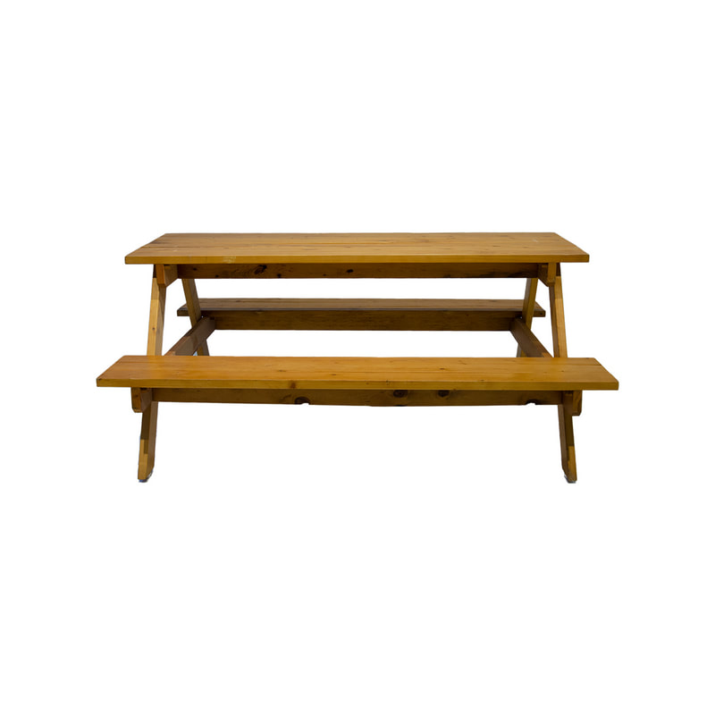 F-PB101-LW Type 1 Picnic bench in light wood. Seats 6-8 people.
