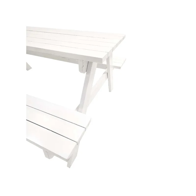 F-PB101-WH Picnic bench in white wood. Seats 6-8 people.
