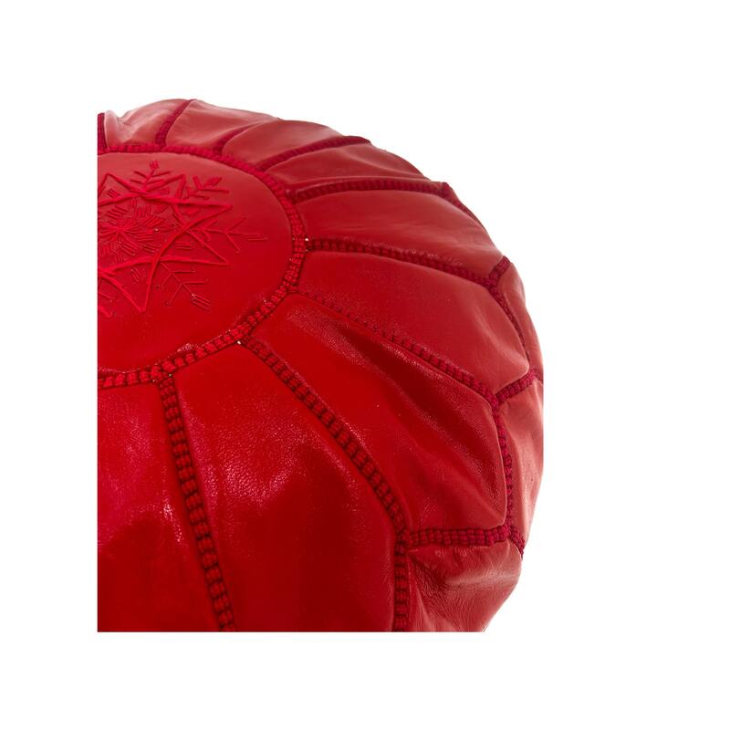 F-PF101-DR Moroccan pouffe in dark red leather