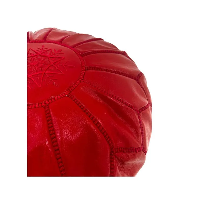 F-PF101-DR Moroccan pouffe in dark red leather