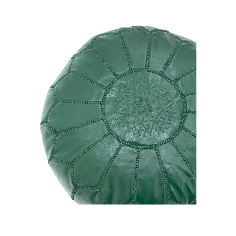 F-PF101-EG Moroccan pouffe in emerald green leather