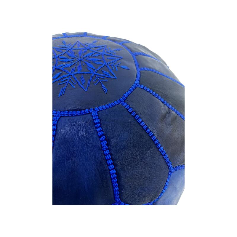 F-PF101-MB Moroccan pouffe in dark blue leather