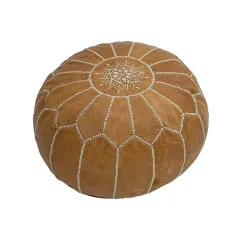 Moroccan Pouffe - Mid Tan F-PF101-MT