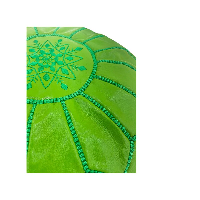 F-PF101-OG Moroccan pouffe in olive green leather