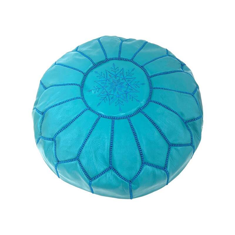 F-PF101-TL Moroccan pouffe in teal leather