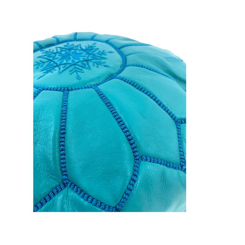 F-PF101-TL Moroccan pouffe in teal leather