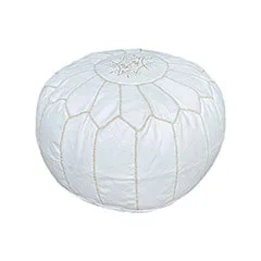 Moroccan Pouffe - White ​F-PF101-WH
