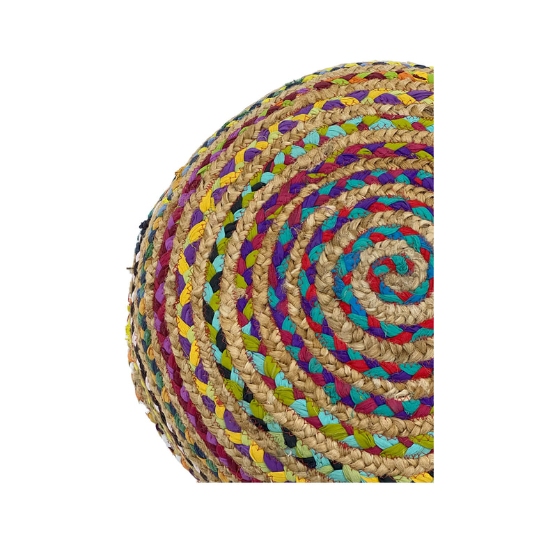 F-PF102-MC Rangeen multicoloured jute pouffe