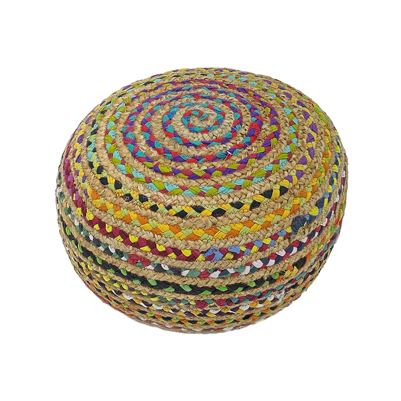 F-PF102-MC Rangeen multicoloured jute pouffe