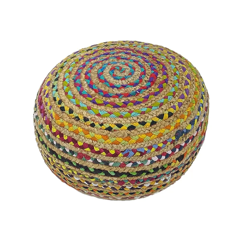 F-PF102-MC Rangeen multicoloured jute pouffe