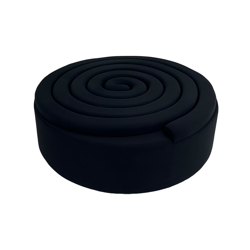 F-PF106-BL Riva oversized spiral pouffe in black leatherette