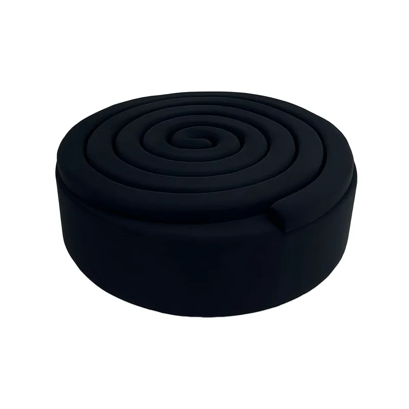 F-PF106-BL Riva oversized spiral pouffe in black leatherette