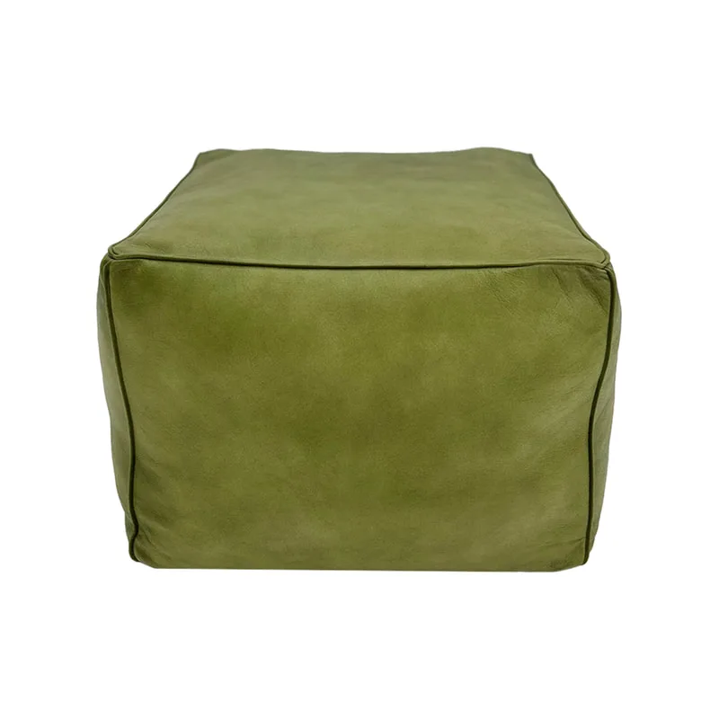 F-PF109-OG Cobham pouffe in olive green genuine leather 