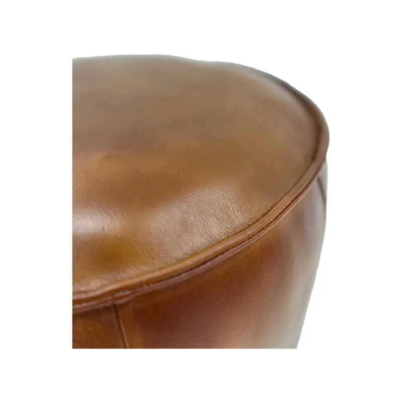 F-PF110-MT Luko pouffe in mid tan genuine leather